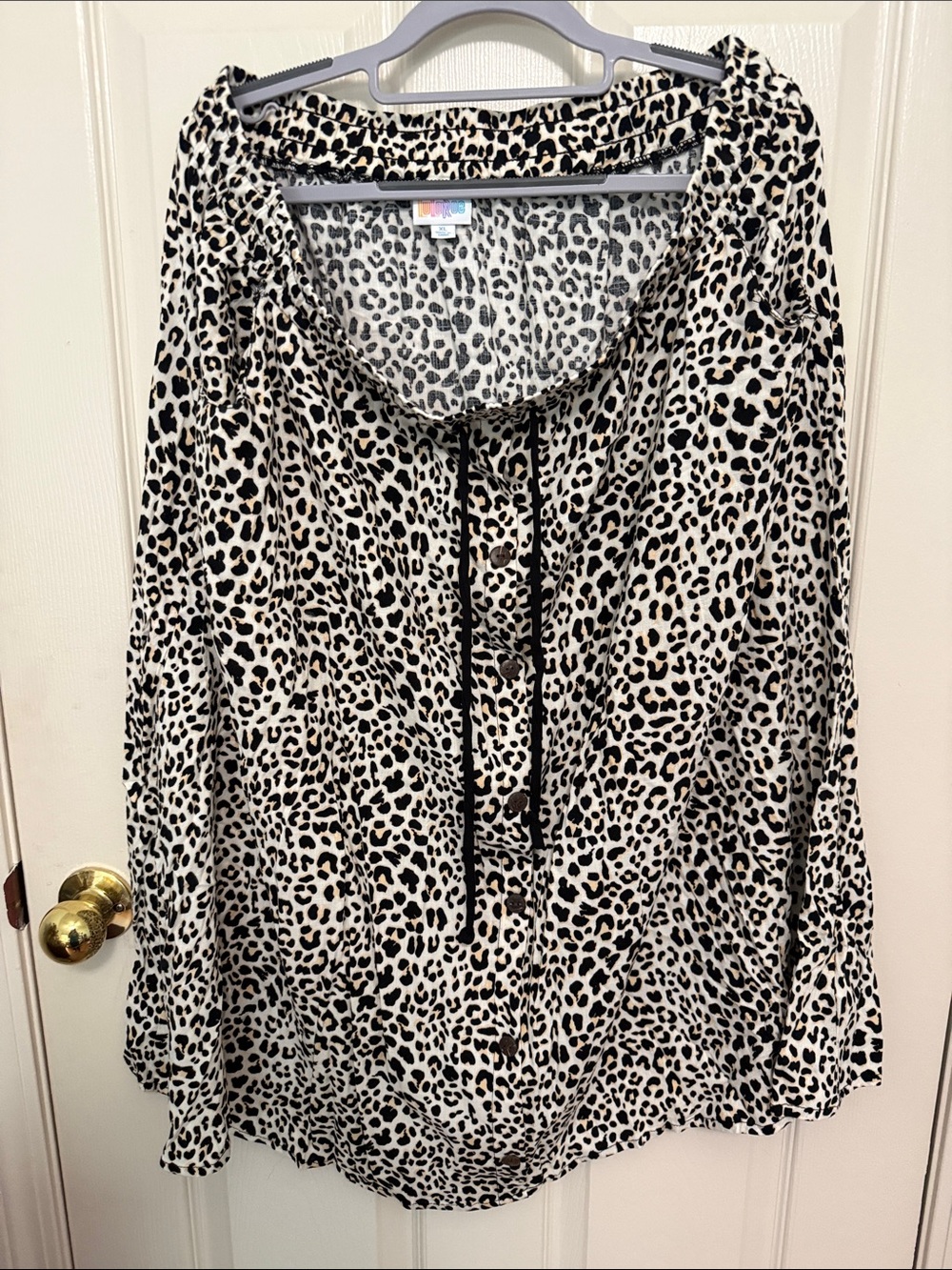 LuLaRoe Black and Cream Leopard A-Line Skirt